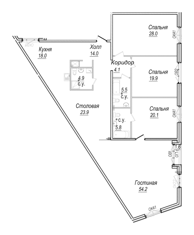 4-комнатная квартира 199.2 м², 4/8 эт., Комплекс апартаментов «Meltzer Hall»
